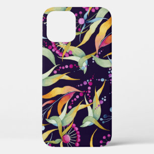 Diverse plant pattern: seamless watercolor design iPhone 12 case