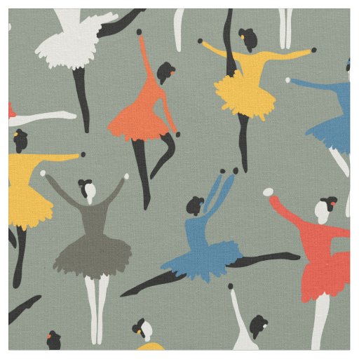 Diversity ballerinas in colorful outfits pattern fabric