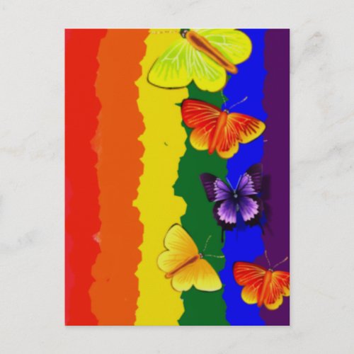 Diversity celebration with rainbow colors postcard