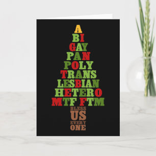 Diversity Christmas Tree Text Holiday Card