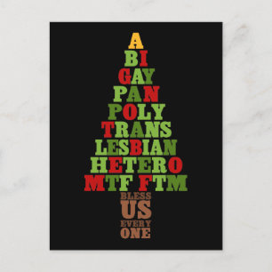 Diversity Christmas Tree Text Holiday Postcard