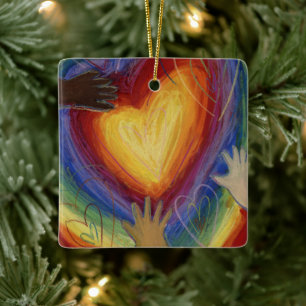 Diversity DEI Hearts Holiday Gift Ornament