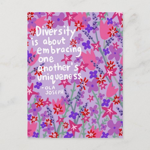 Diversity Embracing Uniqueness Ola Joseph Quote Postcard