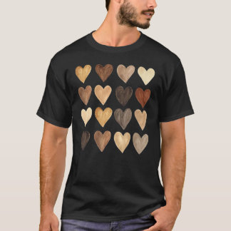 Diversity Heart Skin Tones Melanin Pride Black His T-Shirt