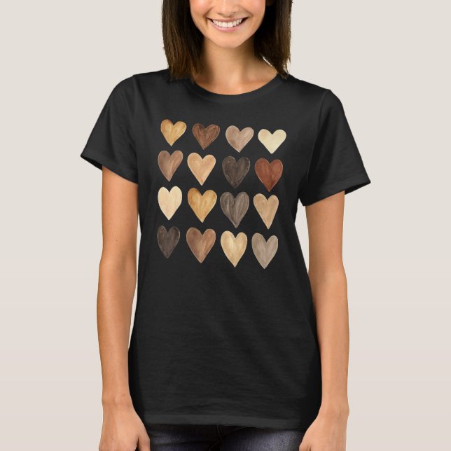 Diversity Heart Skin Tones Melanin Pride Black His T-Shirt (Front)