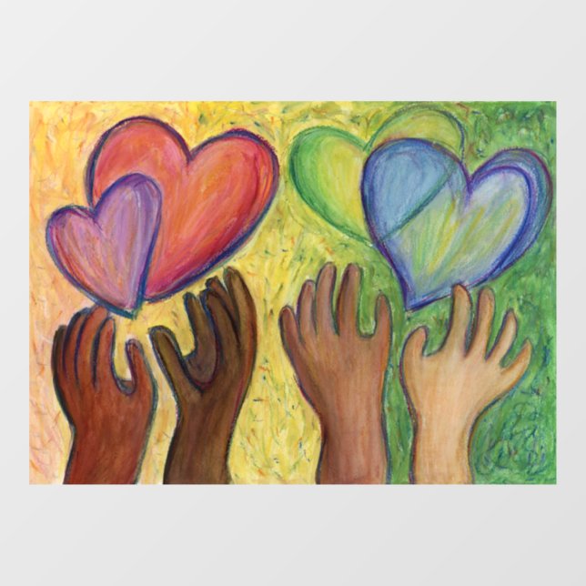 Diversity Hearts Inspirational DEI Window Cling (Sheet)