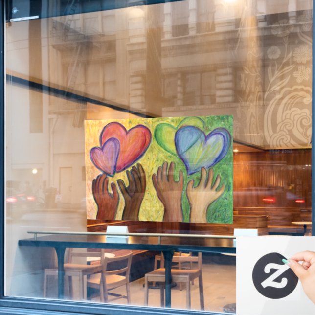 Diversity Hearts Inspirational DEI Window Clings (Cafe Window)