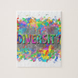 Diversity. Jigsaw Puzzle<br><div class="desc">Digital abstract artwork depicting dry brushed colors with the embossed word "diversity".</div>