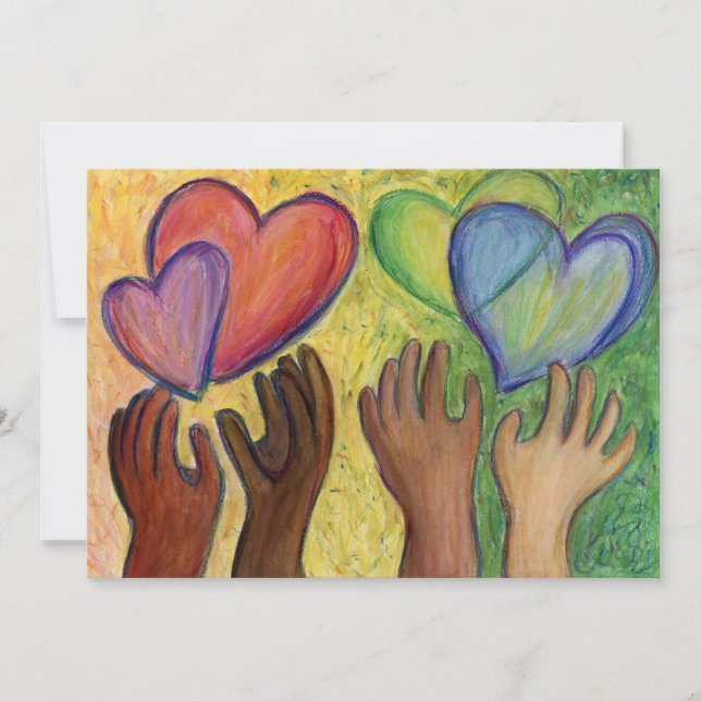 Diversity Love Hearts Hands Colorful Invitations (Front)