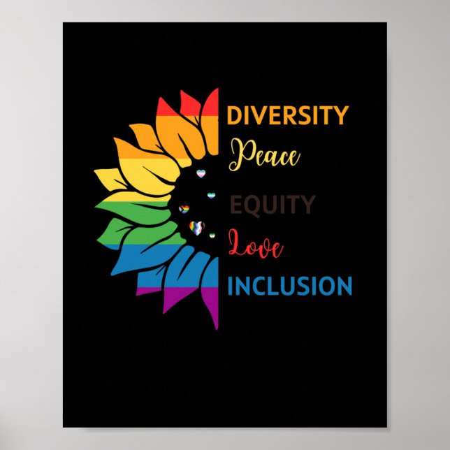 Diversity Peace Equity Love Inclusion – Rainbow Su Poster (Front)