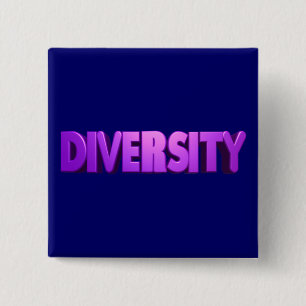 Diversity Purple Letters Square Pinback Button