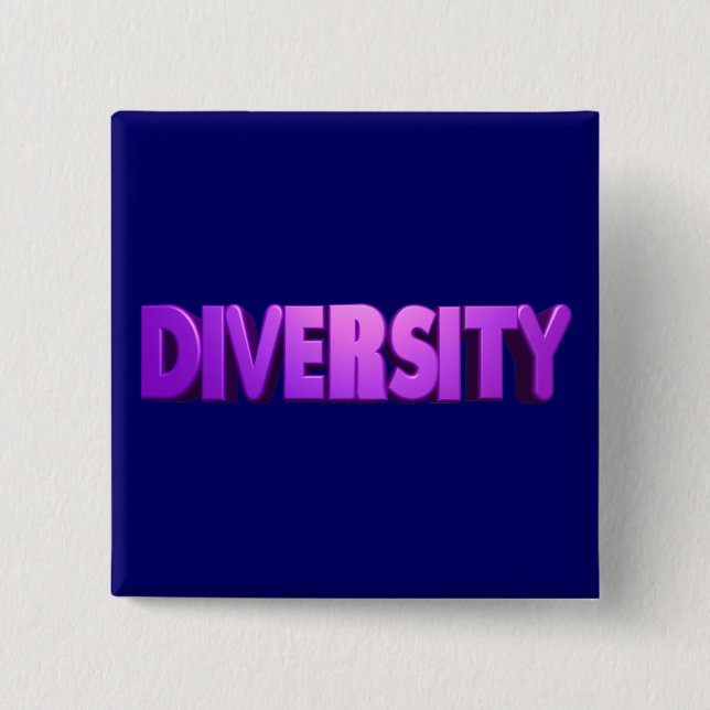 Diversity Purple Letters Square Pinback Button (Front)
