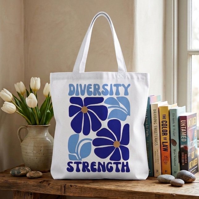 Diversity Strength Retro Floral Typography Tote Bag (Creator Uploaded)