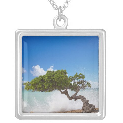 Divi Divi Tree Eagle Beach Aruba Caribbean Silver Plated Necklace