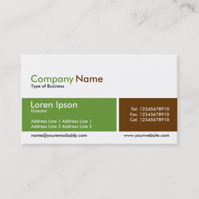 Divided Band - Green and Brown Business Card (Front)