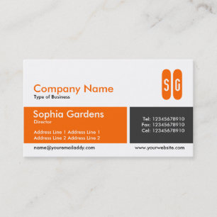 Divided Band - Orange and Dark Gray - Initials Business Card