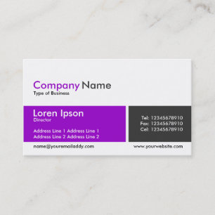 Divided Band - Purple and Dark Gray Business Card