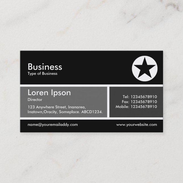 Divided Band v2 Gray and Dark Gray Business Card (Front)
