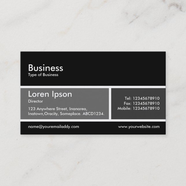 Divided Band v2 Gray and Dark Gray Business Card (Front)