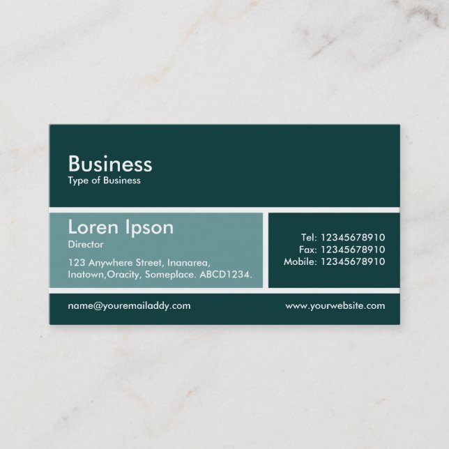 Divided Band v2 Ocean Green and Dark Green Business Card (Front)