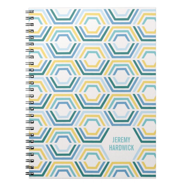 Divided Hexagons Geometric Journal - Turquoise (Front)