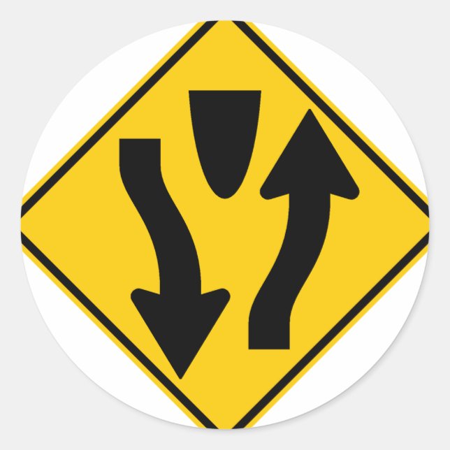 Divided Highway Begins Highway Sign Classic Round Sticker (Front)