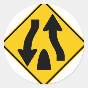 Divided Highway Ends Highway Sign Classic Round Sticker