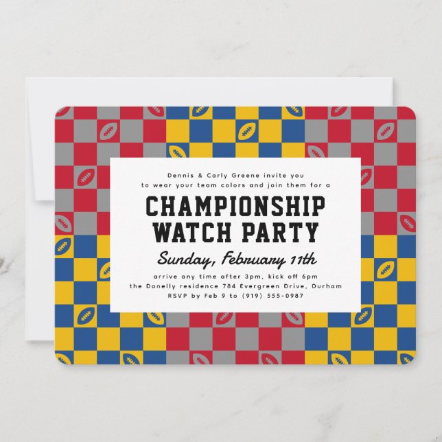 Divided House Football Game Watch Party Invitation (Front)