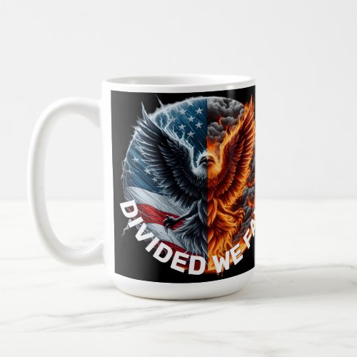 Divided We Fall Burning Flag and Eagle Coffee Mug
