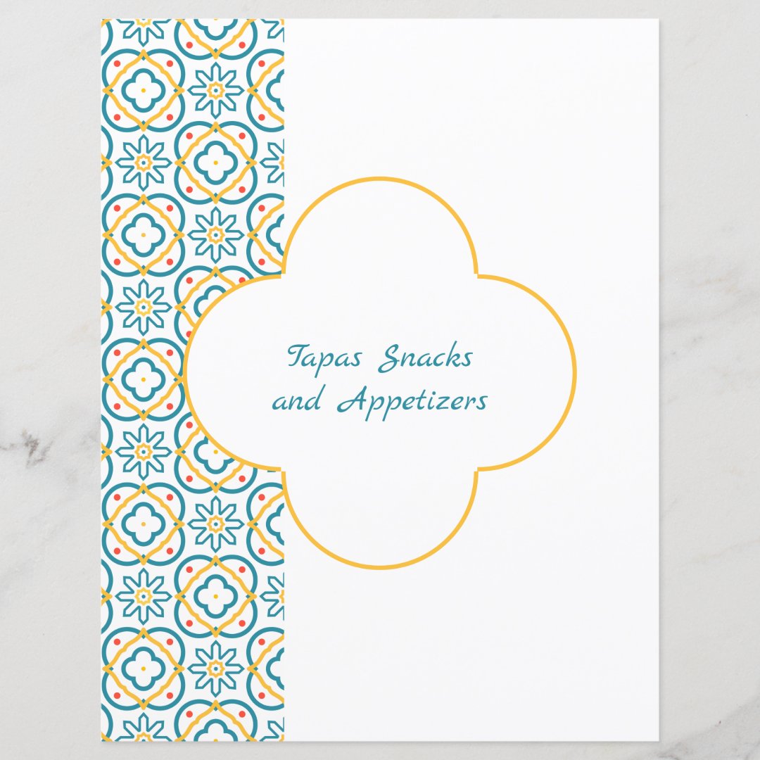 Divider Page for Blue Yellow Spanish Tile Binder Zazzle