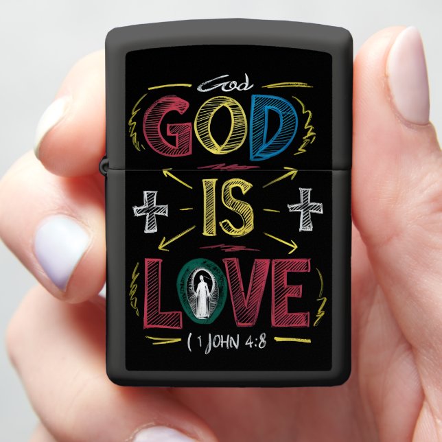 Divine Affirmation: God Is Love Zippo Lighter (In Hand)