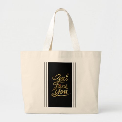 Divine Affirmation in Gold Large Tote Bag