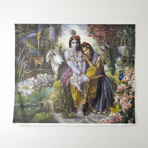 Divine All_Attractive Couple Krishna  Radha Tapestry