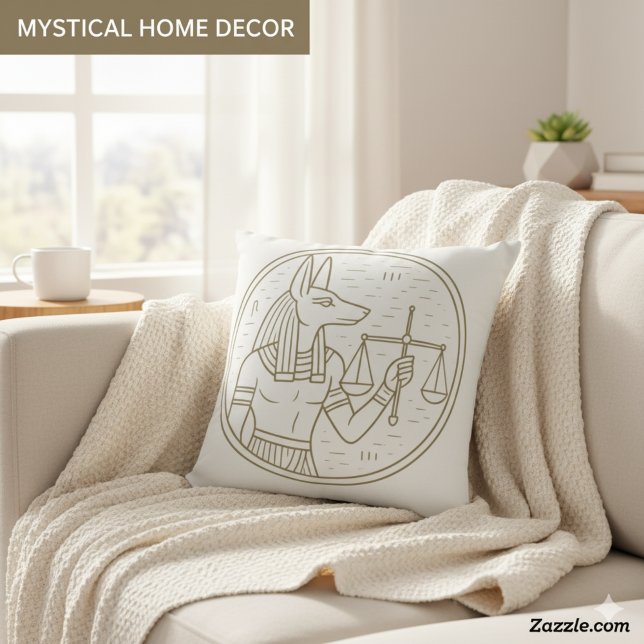 Divine Anubis Egyptian God of Justice Throw Pillow (Creator Uploaded)