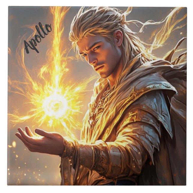 Divine Apollo God of Sun and Light Altar Ceramic Tile (Front)