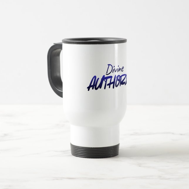 Divine AUTHORITY – Blue Gradient Design Travel Mug (Front Left)