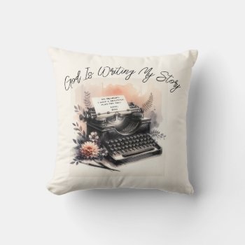Divine Authorship Inspirational Typewriter Cushion by Godsblossom at Zazzle