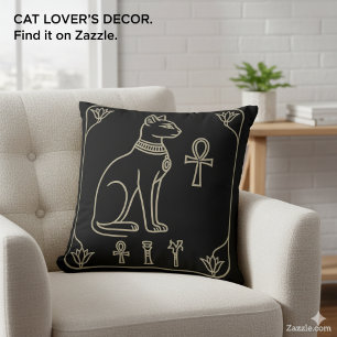 Divine Bastet Golden Egyptian God Art Throw Pillow