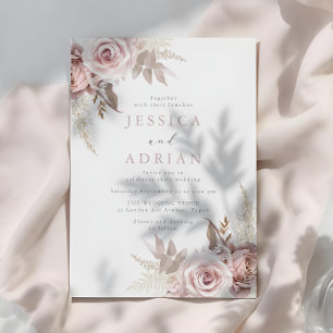 Divine Beauty: Blush & Rose Floral Wedding Invitation