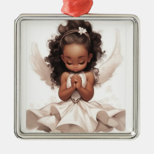 Divine Black Angel Intercessions Metal Ornament