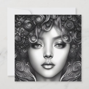 Divine Black Girl Digital Art Portrait Flat Card