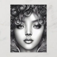 Divine Black Girl Digital Art Portrait   Postcard