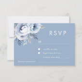 Divine Blue Gorgeous Floral Wedding RSVP Card (Front)