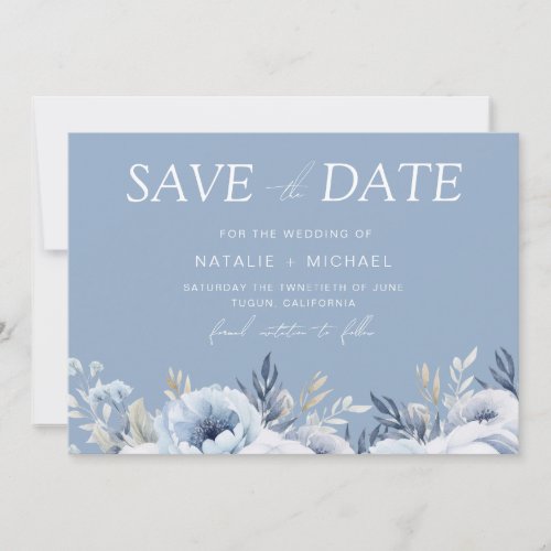 Divine Blue Gorgeous Floral Wedding Save The Date