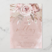 Divine Blush Floral Wedding Rose Gold Foil Invitation (Front)