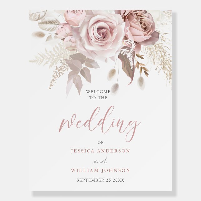 Divine Blush & Ivory Large Wedding Sign (Front)