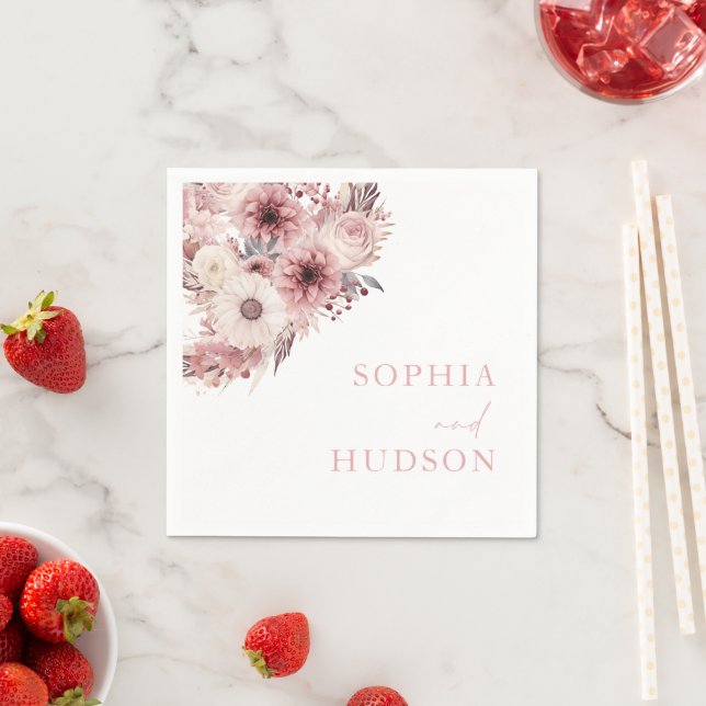 Divine Boho Blush & Rose Wedding  Napkins (Insitu)