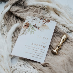 Divine Boho Floral Rose Gold Foil Wedding Invitation