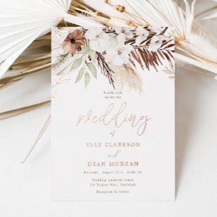Divine Boho Floral Rose Gold Foil Wedding Invitation