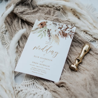 Divine Boho White Floral All Seasons Wedding Invitation